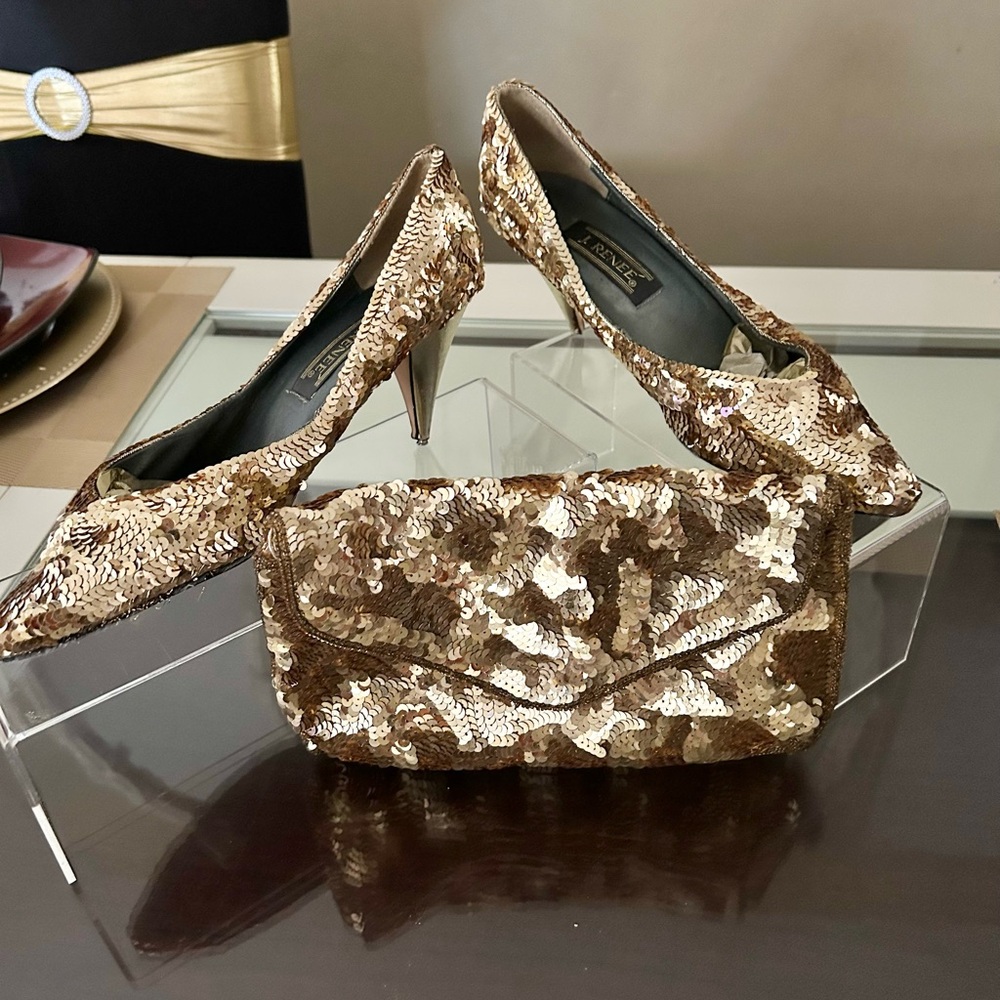 J.Renee’ Vintage Sequins Shoes & Handbag Set